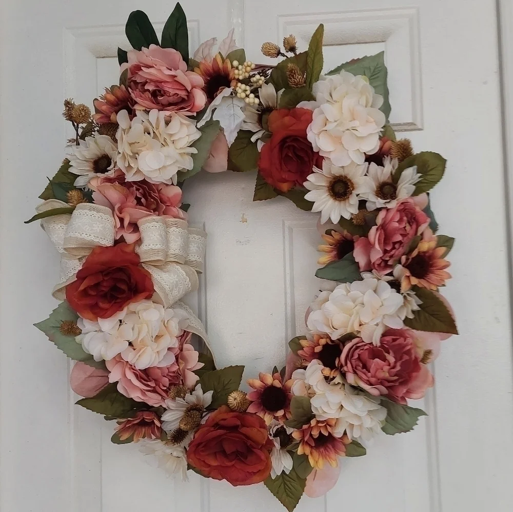 HANDMADE fall or everyday wreath indoor or outdoor home decor